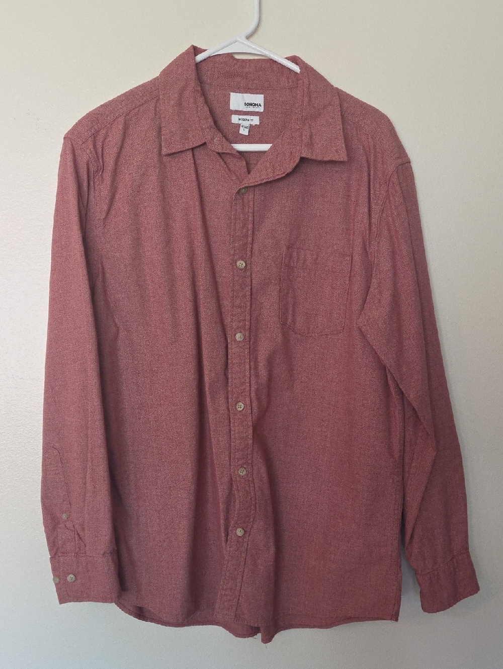 Sonoma Men's Long-Sleeve Button-Down Shirt - Rosewood